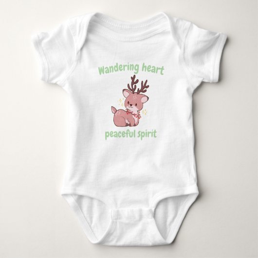 Cute Deer Baby Bodysuit–Soft & Sweet Forest Style ベビーボディスーツ (正面)