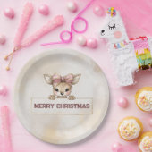 Cute Deer Christmas Paper Plates Festive Tableware ペーパープレート (パーティー)