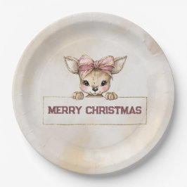 Cute Deer Christmas Paper Plates Festive Tableware ペーパープレート