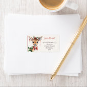 Cute deer whimsical boho Christmas custom ラベル (インサイチュ)