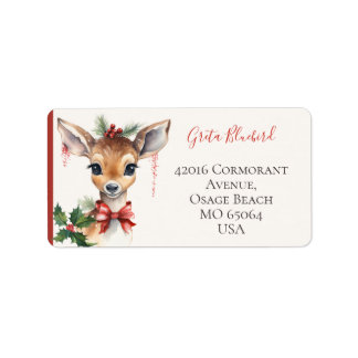 Cute deer whimsical boho Christmas custom ラベル