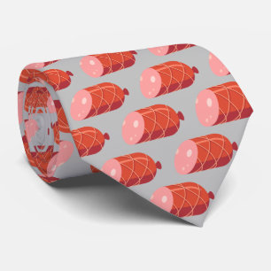 Cute deli salami tiled pattern food ネクタイ