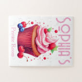 Cute Delicious Pink Strawberry Cupcake Puzzles  ジグソーパズル (横)