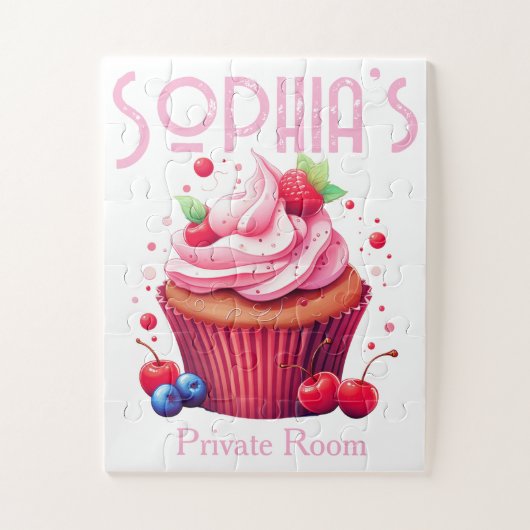 Cute Delicious Pink Strawberry Cupcake Puzzles  ジグソーパズル (縦)