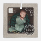 Cute Delivery Parcel Baby Birth Announcement Photo ガラスオーナメント (裏面)