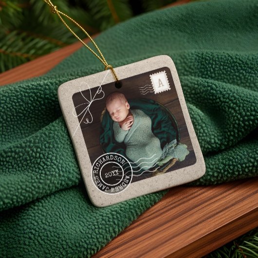 Cute Delivery Parcel Baby Birth Announcement Photo セラミックオーナメント