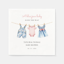 Cute Denim Blue Jean Girl Baby Shower スタンダードカクテルナプキン