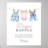 Cute Denim Blue Jean Girl Diaper Raffle Game ポスター (正面)