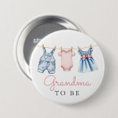 Cute Denim Blue Jean Girl Grandma To Be 缶バッジ (正面&裏面)