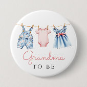 Cute Denim Blue Jean Girl Grandma To Be 缶バッジ (正面)