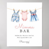 Cute Denim Blue Jean Girl Mimosa Bar ポスター (正面)