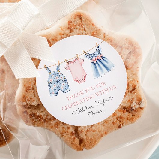 Cute Denim Blue Jean Girl Thank You ラウンドシール