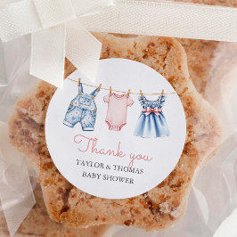 Cute Denim Blue Jean Girl Thank You ラウンドシール