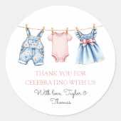 Cute Denim Blue Jean Girl Thank You ラウンドシール (正面)