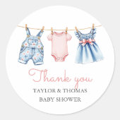 Cute Denim Blue Jean Girl Thank You ラウンドシール (正面)