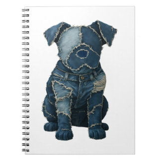 Cute Denim Patchwork Art Dog T-Shirt ノートブック