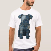 Cute Denim Patchwork Art Dog T-Shirt Tシャツ (正面)