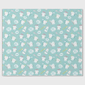 Cute Dental pattern blue Brush your Teeth ラッピングペーパー (フラット)