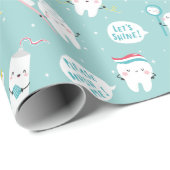 Cute Dental pattern blue Brush your Teeth ラッピングペーパー (ロールコーナー)