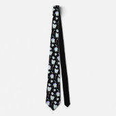 Cute Dentist Dental Hygienist Tooth Pattern Black ネクタイ (正面)