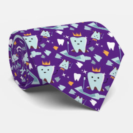 Cute Dentist Dental Hygienist Tooth Pattern Purple ネクタイ