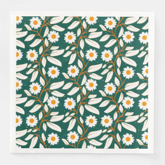 Cute design white flowers and leafs