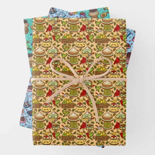 Cute dessert-inspired patterns wrapping paper ラッピングペーパーシート (インサイチュ)