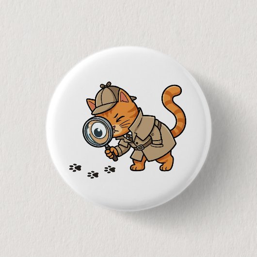 Cute Detective Cat Button 缶バッジ (正面)