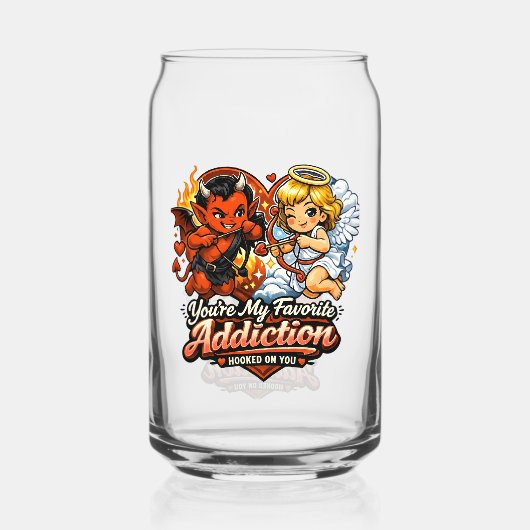 Cute Devil & Angel Valentine Day Love Design ガラス缶 (正面)