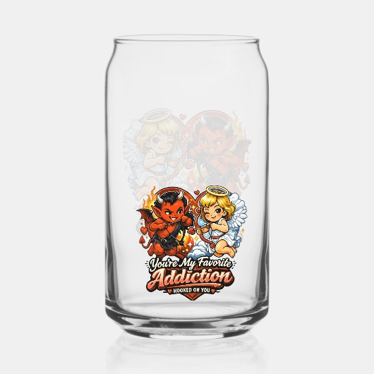 Cute Devil & Angel Valentine Day Love Design ガラス缶 (裏面)