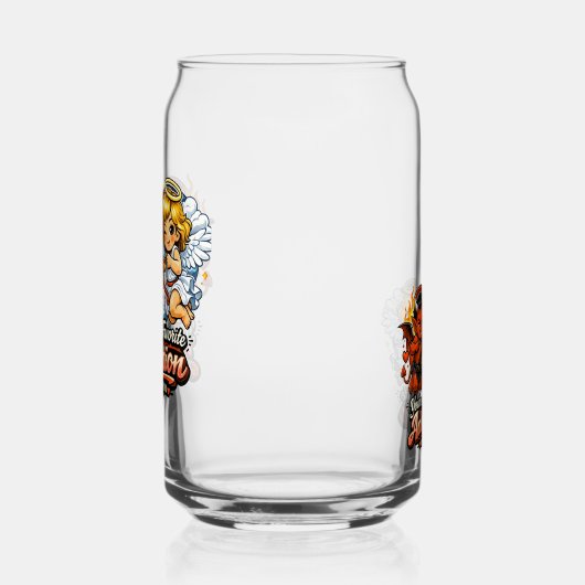 Cute Devil & Angel Valentine Day Love Design ガラス缶 (左)