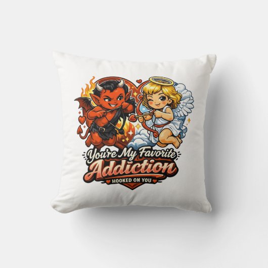 Cute Devil & Angel Valentine Day Love Design クッション (正面)