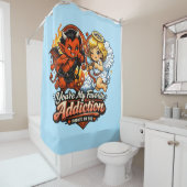 Cute Devil & Angel Valentine Day Love Design シャワーカーテン (インサイチュ)