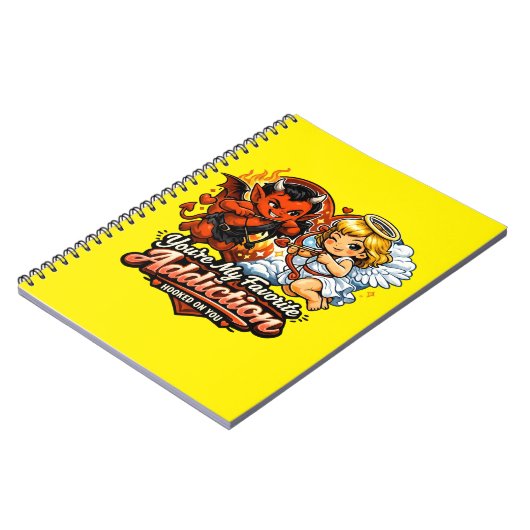 Cute Devil & Angel Valentine Day Love Design ノートブック (左側)