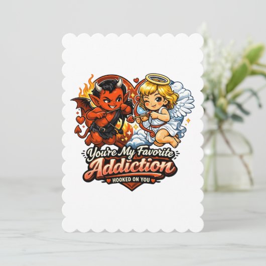 Cute Devil & Angel Valentine Day Love Design 招待状 (スタンド正面)