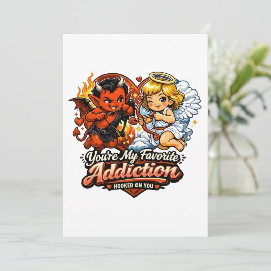 Cute Devil & Angel Valentine Day Love Design 招待状 (スタンド正面)