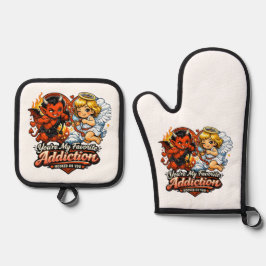 Cute Devil & Angel Valentine Day Love Design 鍋つかみ&鍋敷きセット