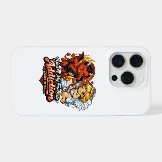 Cute Devil & Angel Valentine Day Love Design iPhoneケース (裏面横)