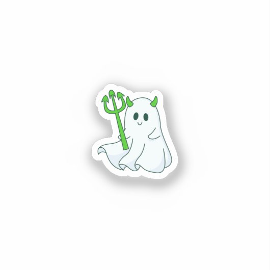 Cute Devil Ghost with Green Trident シール (正面)