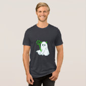 Cute Devil Ghost with Green Trident トライブレンドＴシャツ (正面全面)