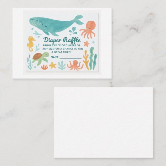  "Cute Diaper Raffle Ticket | Baby Shower Invitati ノートカード (正面/裏面)