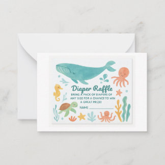  "Cute Diaper Raffle Ticket | Baby Shower Invitati ノートカード