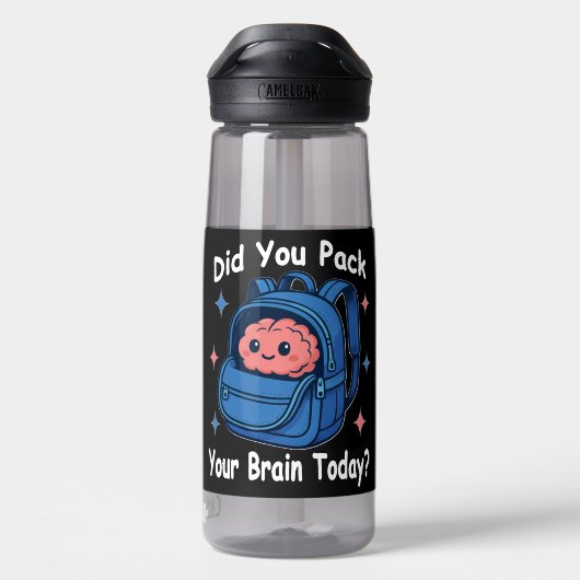 Cute “Did You Pack Your Brain Today?” Brain Pun ウォーターボトル (背面)