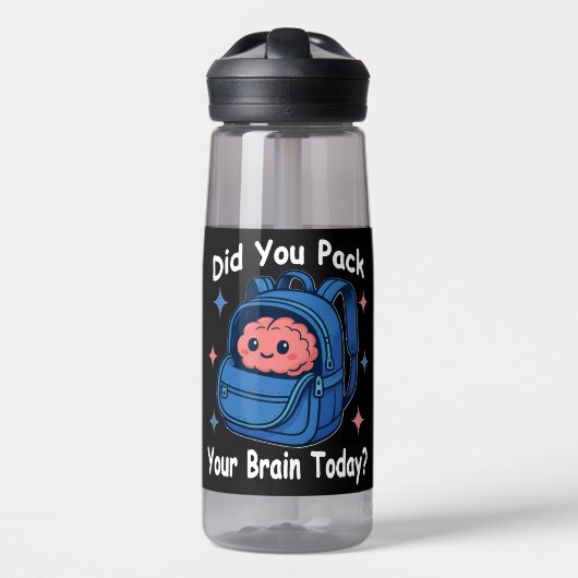 Cute “Did You Pack Your Brain Today?” Brain Pun ウォーターボトル (正面)