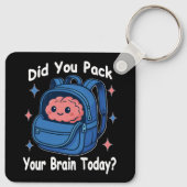 Cute “Did You Pack Your Brain Today?” Brain Pun キーホルダー (裏面)