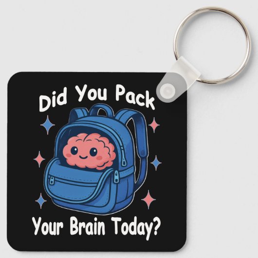 Cute “Did You Pack Your Brain Today?” Brain Pun キーホルダー (裏面)