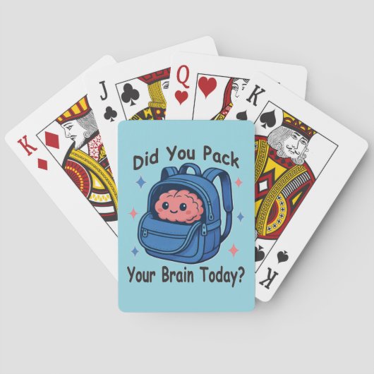 Cute “Did You Pack Your Brain Today?” Brain Pun トランプ (裏面)