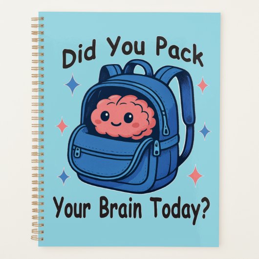 Cute “Did You Pack Your Brain Today?” Brain Pun プランナー手帳 (正面)