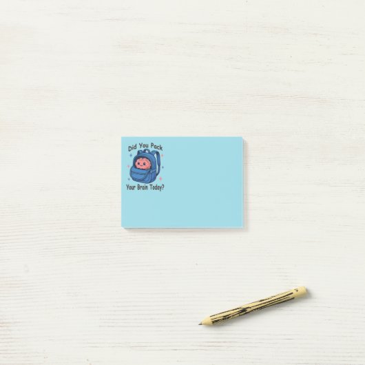 Cute “Did You Pack Your Brain Today?” Brain Pun ポストイット (デスク上)