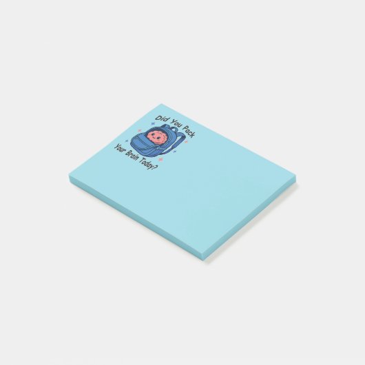 Cute “Did You Pack Your Brain Today?” Brain Pun ポストイット (アングル)